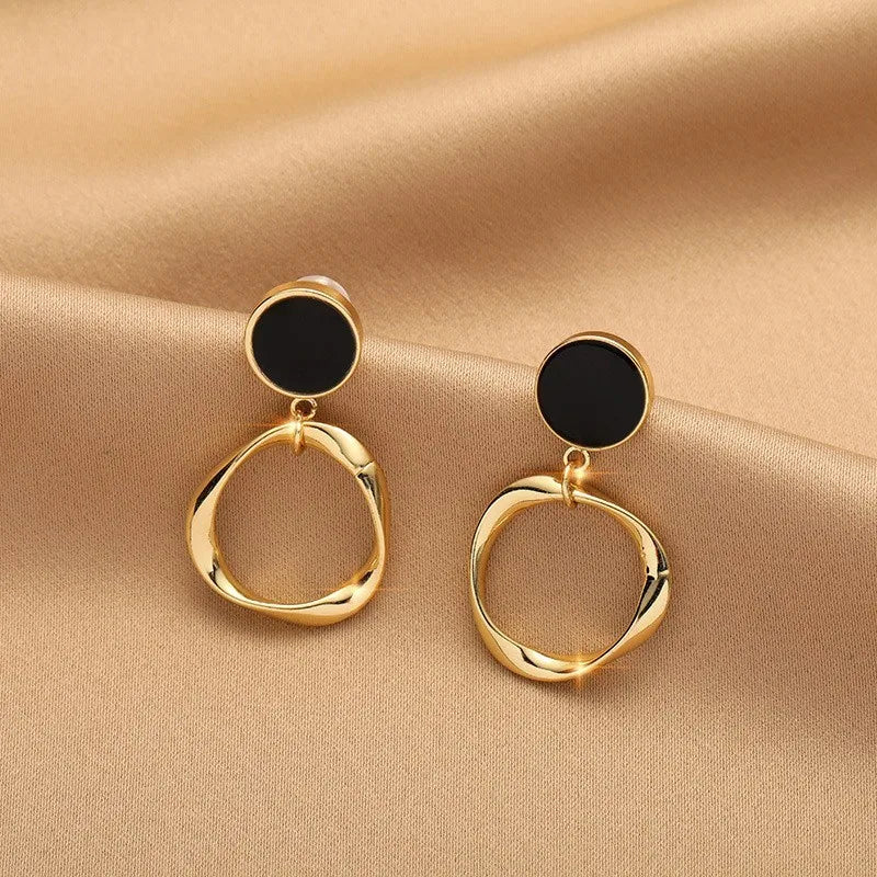 1 Pair Casual Round Flower Rectangle Plating Inlay Alloy Rhinestones Opal Pearl Drop Earrings