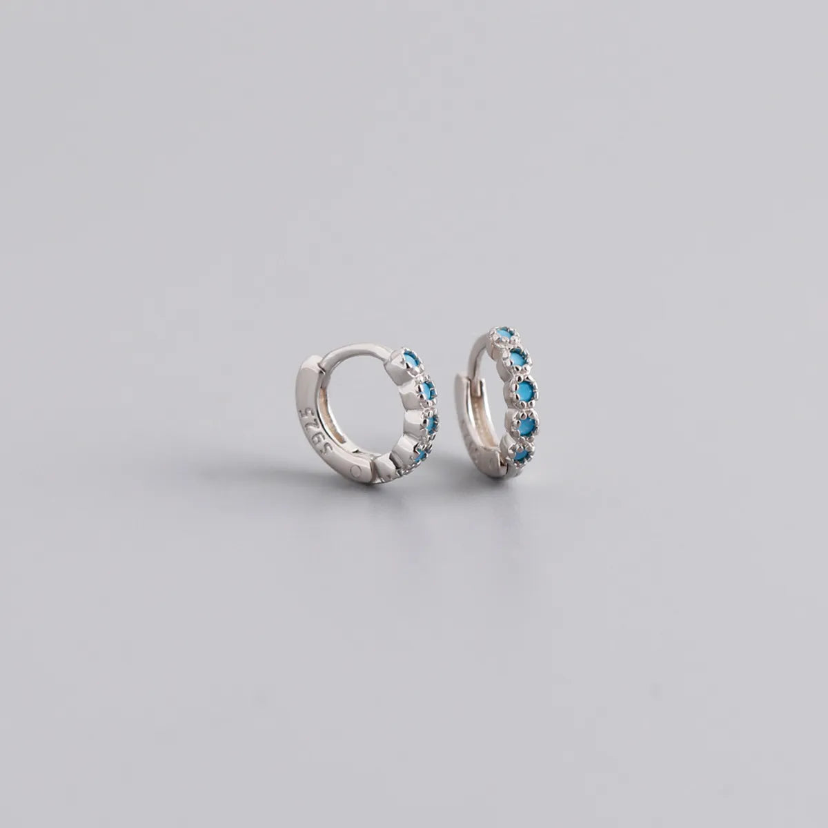 1 Pair Casual Round Inlay Sterling Silver Zircon Earrings