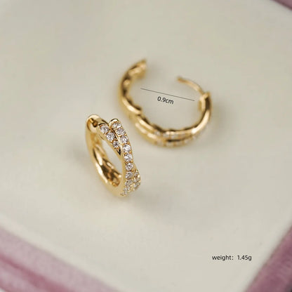 1 Pair Casual Round Plating Inlay Sterling Silver Zircon Gold Plated Silver Plated Earrings