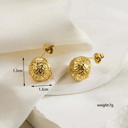 1 Pair Casual Round Solid Color Plating Stainless Steel 14k Gold Plated Ear Studs