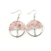 1 Pair Casual Round Tree Beaded Alloy Natural Stone Copper Drop Earrings