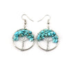 1 Pair Casual Round Tree Beaded Alloy Natural Stone Copper Drop Earrings