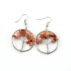 1 Pair Casual Round Tree Beaded Alloy Natural Stone Copper Drop Earrings