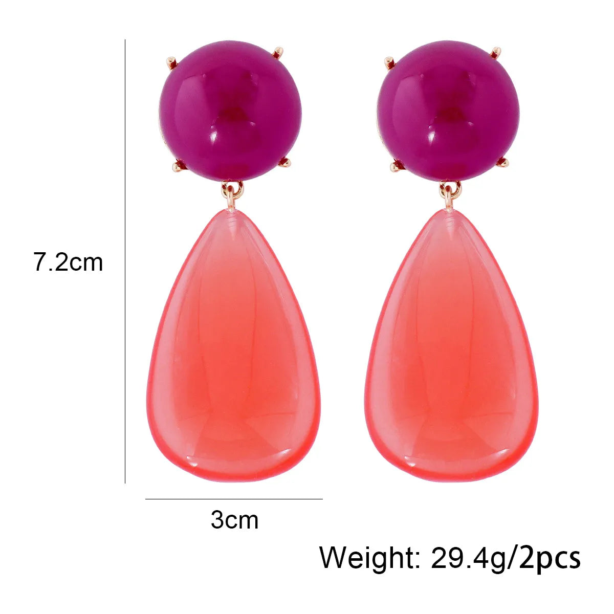 1 Pair Casual Round Water Droplets Enamel Inlay Resin Resin Drop Earrings