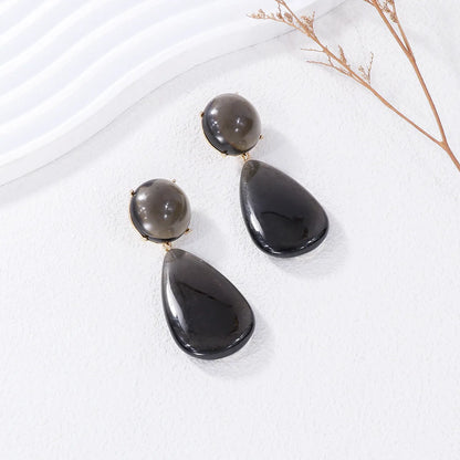 1 Pair Casual Round Water Droplets Enamel Inlay Resin Resin Drop Earrings