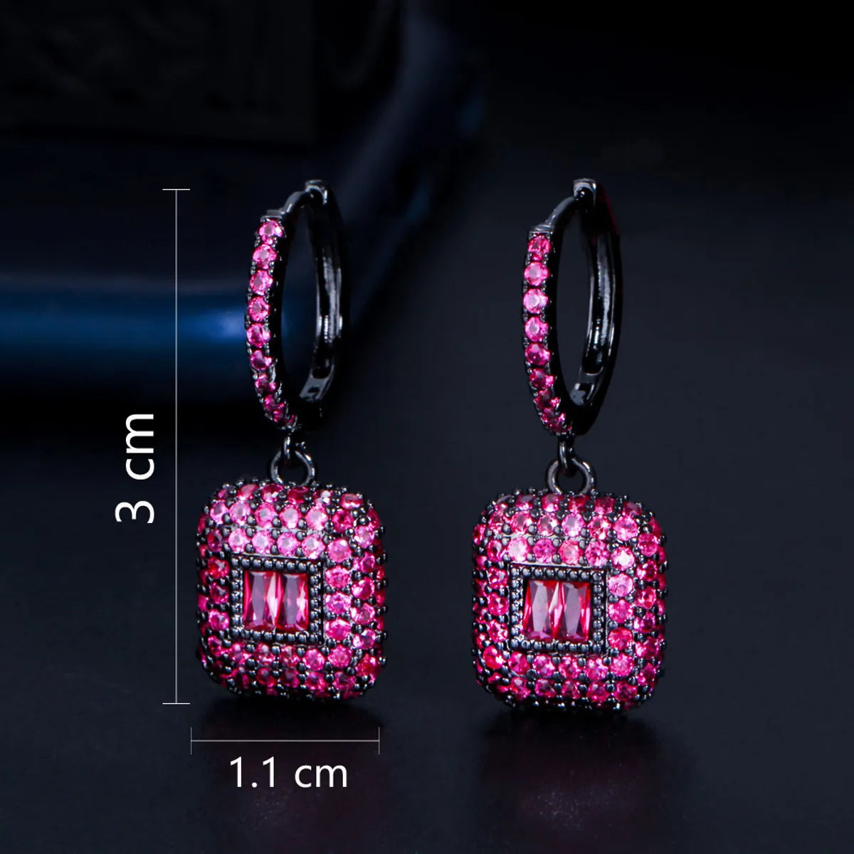 1 Pair Casual Shiny Square Plating Inlay Copper Zircon White Gold Plated Rhodium Plated Drop Earrings