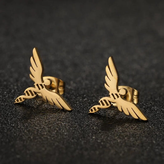 1 Pair Casual Simple Style Angel Plating Hollow Out Stainless Steel Ear Studs