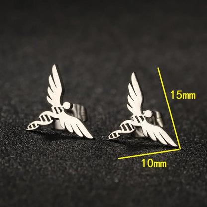 1 Pair Casual Simple Style Angel Plating Hollow Out Stainless Steel Ear Studs