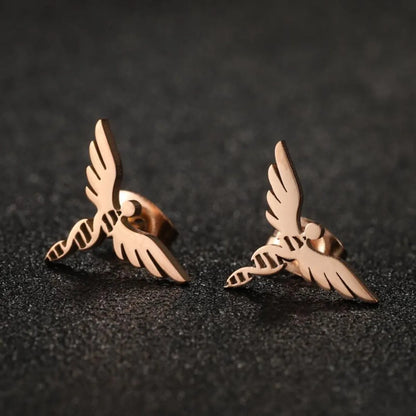 1 Pair Casual Simple Style Angel Plating Hollow Out Stainless Steel Ear Studs