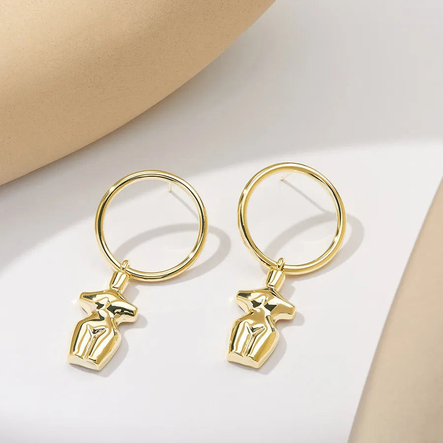 1 Pair Casual Simple Style Artistic Human Alloy Copper Drop Earrings