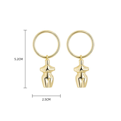 1 Pair Casual Simple Style Artistic Human Alloy Copper Drop Earrings