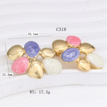 1 Pair Casual Simple Style Asymmetrical Geometric Enamel 316 Stainless Steel  Ear Studs