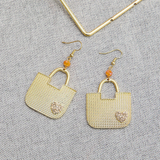 1 Pair Casual Simple Style Bag Plating Alloy Drop Earrings