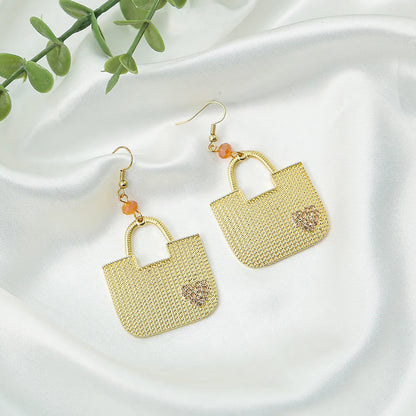 1 Pair Casual Simple Style Bag Plating Alloy Drop Earrings