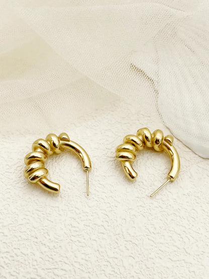 1 Pair Casual Simple Style British Style C Shape Polishing Plating Stainless Steel Gold Plated Ear Studs