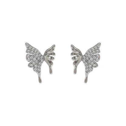 1 Pair Casual Simple Style Butterfly Plating Inlay Copper Zircon 18K Gold Plated Ear Studs