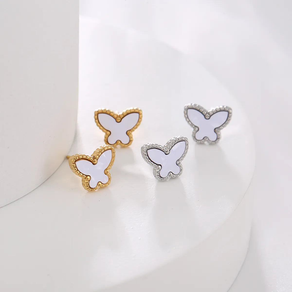 1 Pair Casual Simple Style Butterfly Stainless Steel Shell 18K Gold Plated Ear Studs