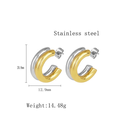 1 Pair Casual Simple Style C Shape 304 Stainless Steel 18K Gold Plated Ear Studs