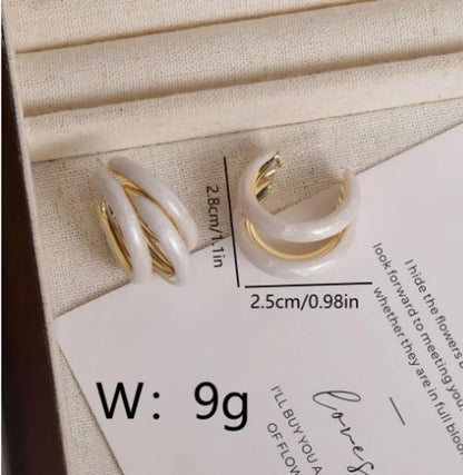 1 Pair Casual Simple Style C Shape Enamel Copper 18K Gold Plated Ear Studs