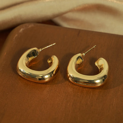 1 Pair Casual Simple Style C Shape Plating Copper 18k Gold Plated Ear Studs