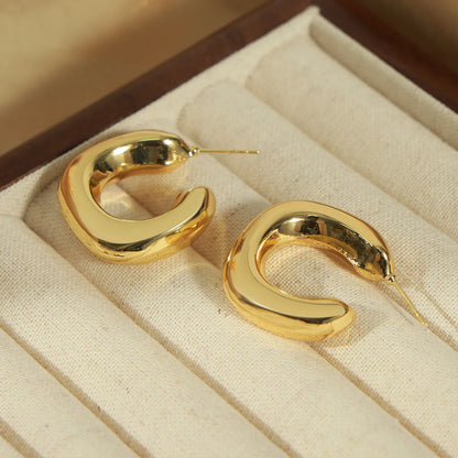 1 Pair Casual Simple Style C Shape Plating Copper 18k Gold Plated Ear Studs