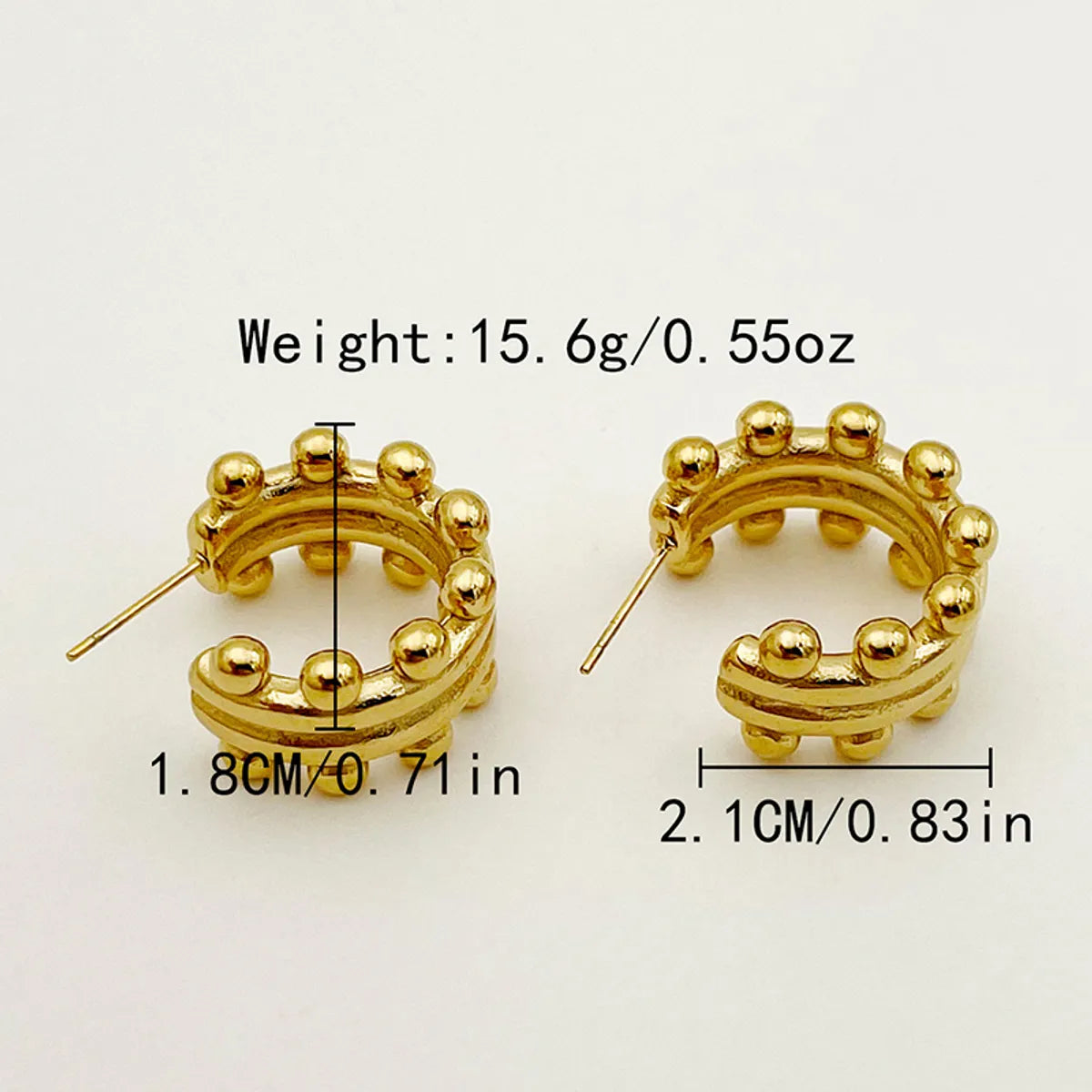 1 Pair Casual Simple Style C Shape Plating Stainless Steel Gold Plated Ear Studs