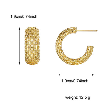 1 Pair Casual Simple Style C Shape Pleated Brass 18K Gold Plated Ear Studs