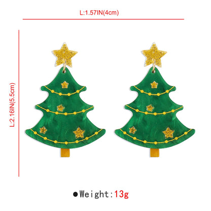 1 Pair Casual Simple Style Christmas Hat Christmas Tree Gingerbread Arylic Pu Leather Seed Bead Drop Earrings