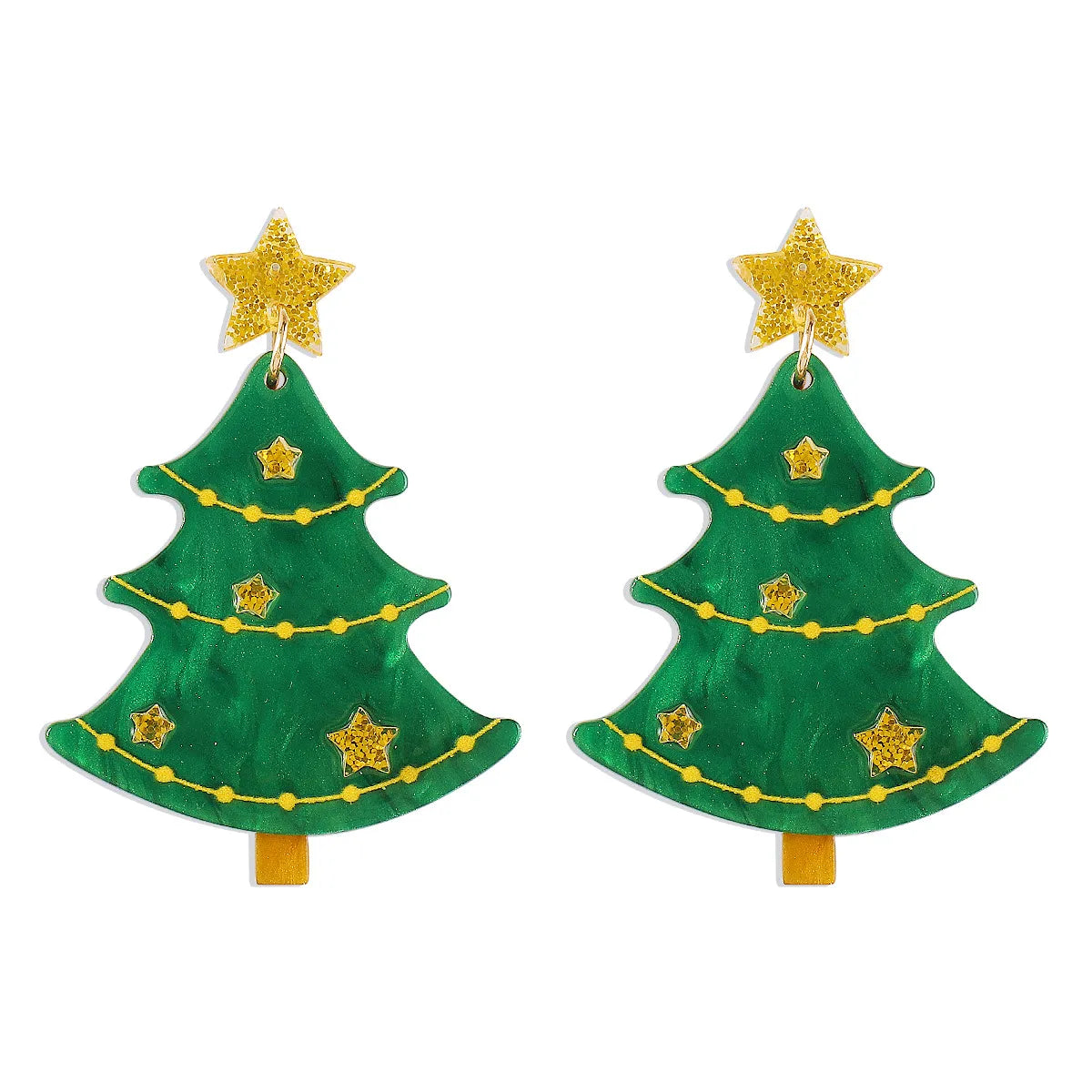 1 Pair Casual Simple Style Christmas Hat Christmas Tree Gingerbread Arylic Pu Leather Seed Bead Drop Earrings