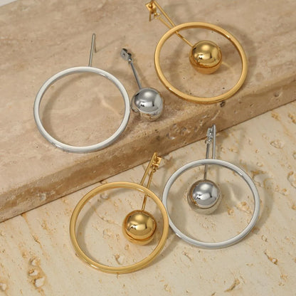 1 Pair Casual Simple Style Circle 304 Stainless Steel 16K Gold Plated White Gold Plated Gold Plated Drop Earrings