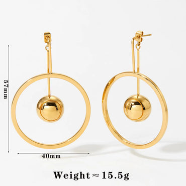 1 Pair Casual Simple Style Circle 304 Stainless Steel 16K Gold Plated White Gold Plated Gold Plated Drop Earrings