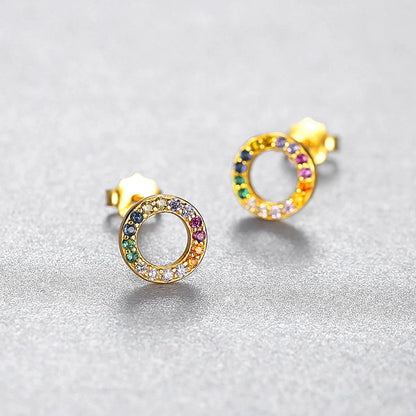 1 Pair Casual Simple Style Circle Copper Plating Hollow Out Inlay Zircon Ear Studs