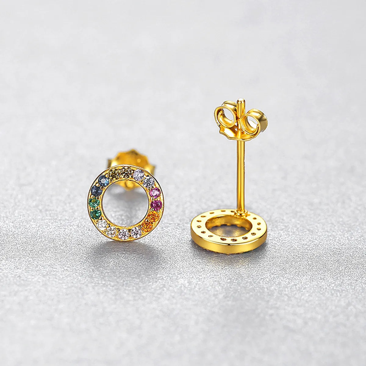 1 Pair Casual Simple Style Circle Copper Plating Hollow Out Inlay Zircon Ear Studs