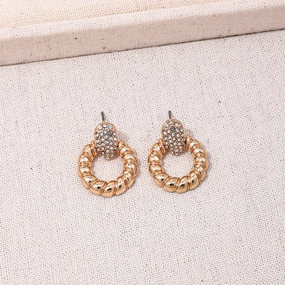 1 Pair Casual Simple Style Circle Hollow Out Inlay Zinc Alloy Rhinestones Drop Earrings