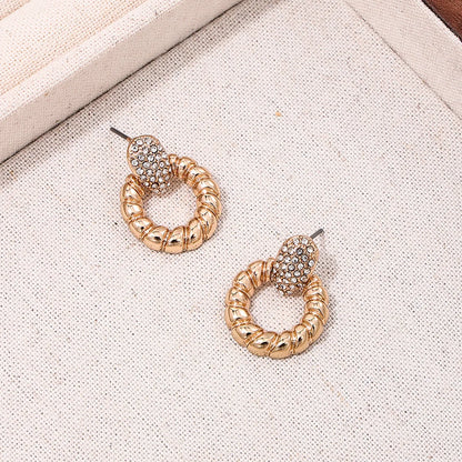 1 Pair Casual Simple Style Circle Hollow Out Inlay Zinc Alloy Rhinestones Drop Earrings