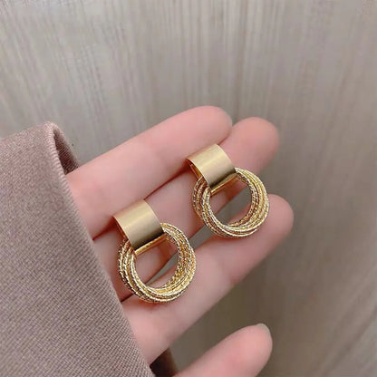 1 Pair Casual Simple Style Circle Plating Alloy Gold Plated Drop Earrings