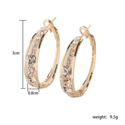 1 Pair Casual Simple Style Circle Plating Inlay Copper Rhinestones Gold Plated Silver Plated Earrings