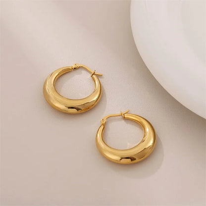 1 Pair Casual Simple Style Circle Plating 201 Stainless Steel Earrings