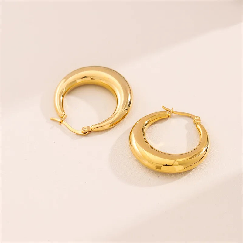 1 Pair Casual Simple Style Circle Plating 201 Stainless Steel Earrings