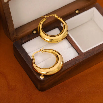 1 Pair Casual Simple Style Circle Plating 201 Stainless Steel Earrings