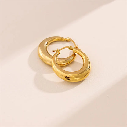 1 Pair Casual Simple Style Circle Plating 201 Stainless Steel Earrings