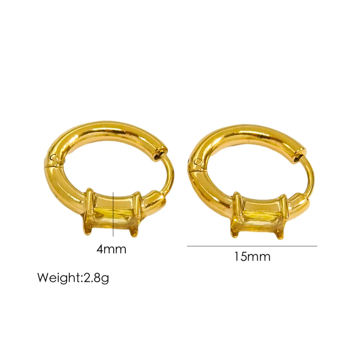 1 Pair Casual Simple Style Circle Polishing Inlay 304 Stainless Steel Zircon 18K Gold Plated Earrings