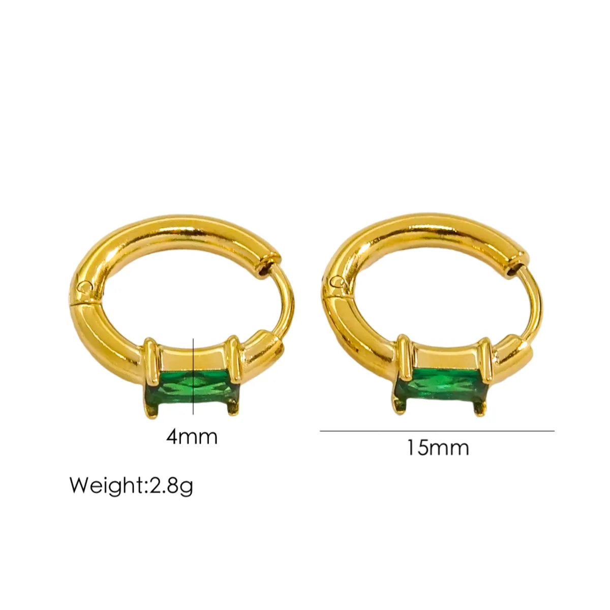 1 Pair Casual Simple Style Circle Polishing Inlay 304 Stainless Steel Zircon 18K Gold Plated Earrings