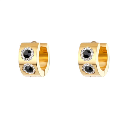 1 Pair Casual Simple Style Circle Stainless Steel Plating Inlay Zircon Earrings