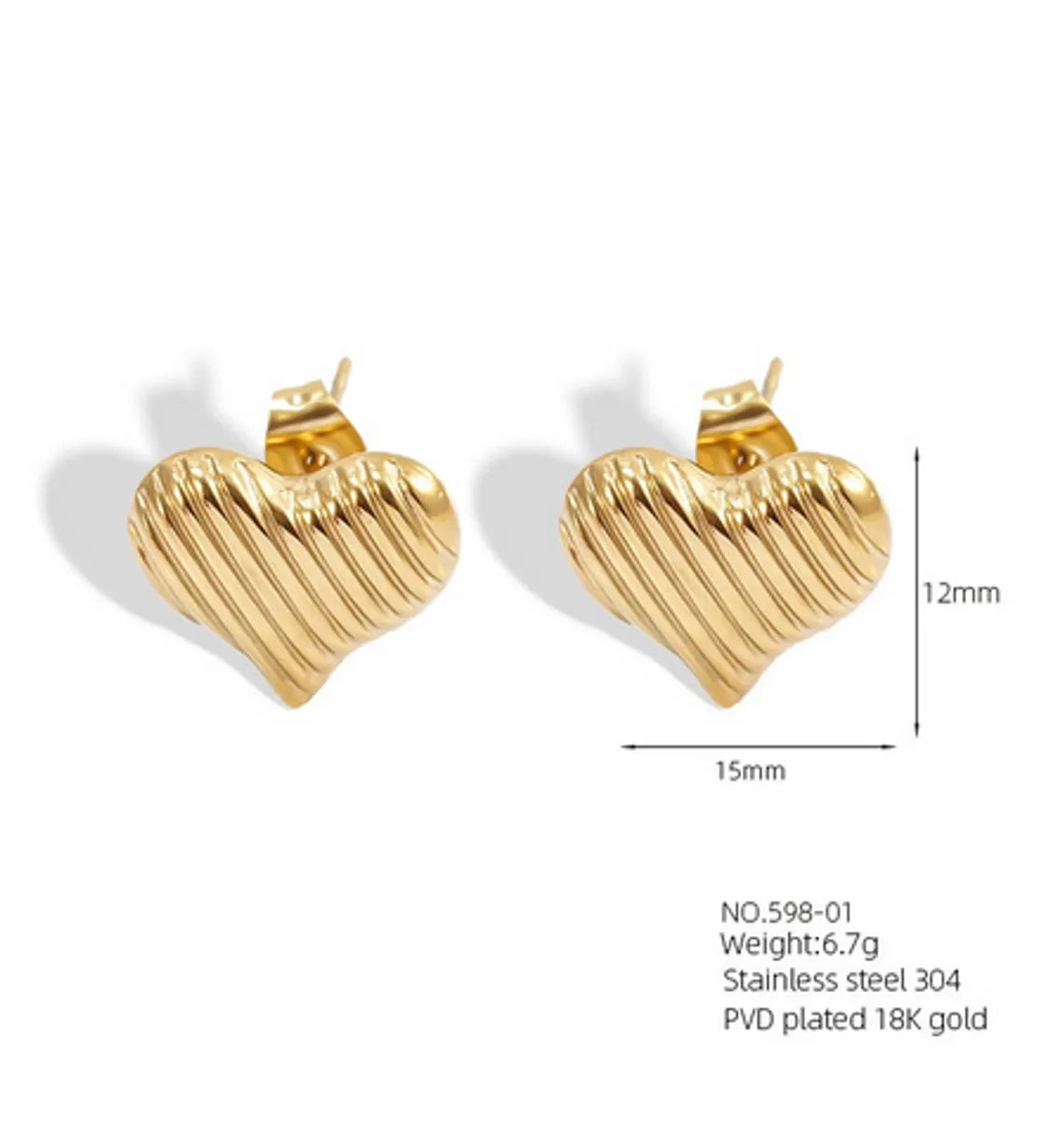 1 Pair Casual Simple Style Classic Style Geometric Scallop Heart Shape 304 Stainless Steel 18K Gold Plated Ear Studs