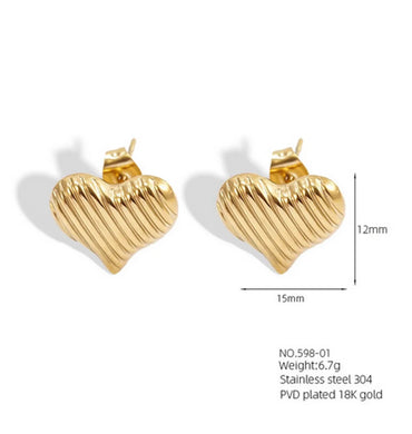 1 Pair Casual Simple Style Classic Style Geometric Scallop Heart Shape 304 Stainless Steel 18K Gold Plated Ear Studs