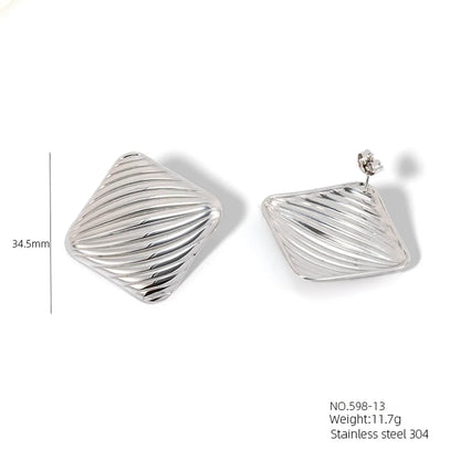 1 Pair Casual Simple Style Classic Style Geometric Scallop Heart Shape 304 Stainless Steel 18K Gold Plated Ear Studs