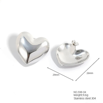 1 Pair Casual Simple Style Classic Style Geometric Scallop Heart Shape 304 Stainless Steel 18K Gold Plated Ear Studs