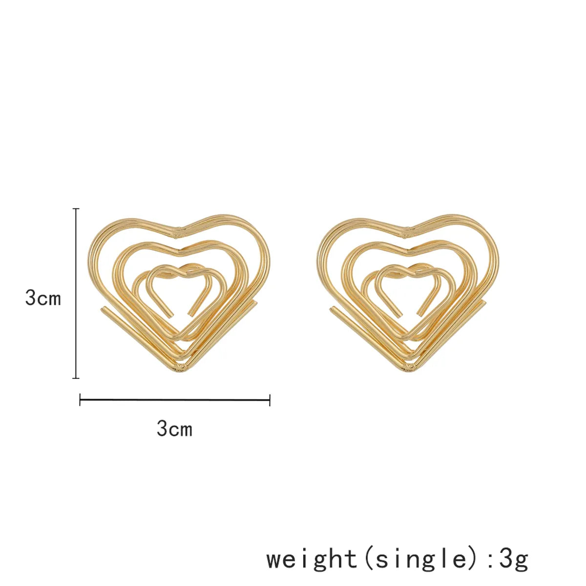 1 Pair Casual Simple Style Classic Style Heart Shape Plating Iron 16K Gold Plated Ear Studs