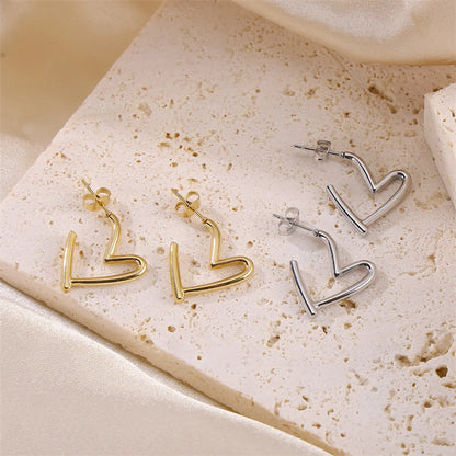 1 Pair Casual Simple Style Classic Style Heart Shape Plating Stainless Steel 18k Gold Plated Ear Studs